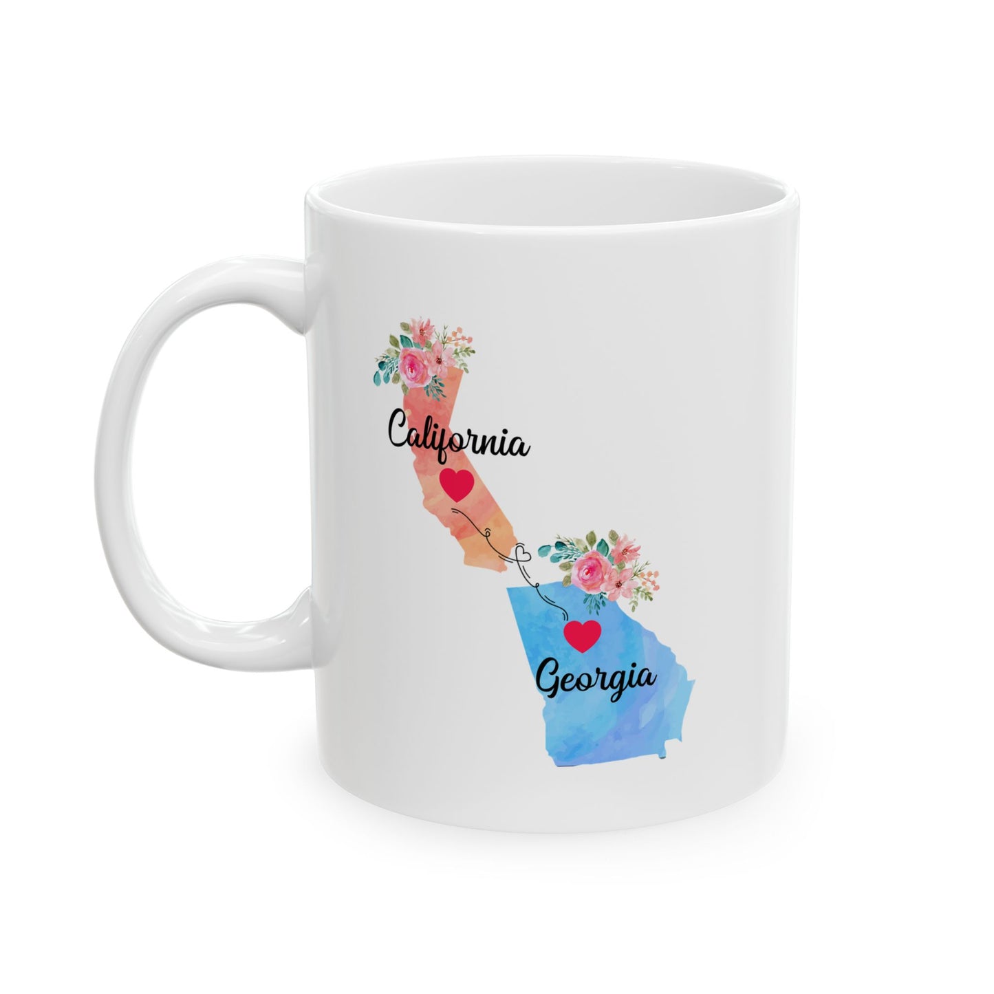 Mom and Dad Long Distance Coffee Mug - California and Georgia Design | Perfect Gift for Parents