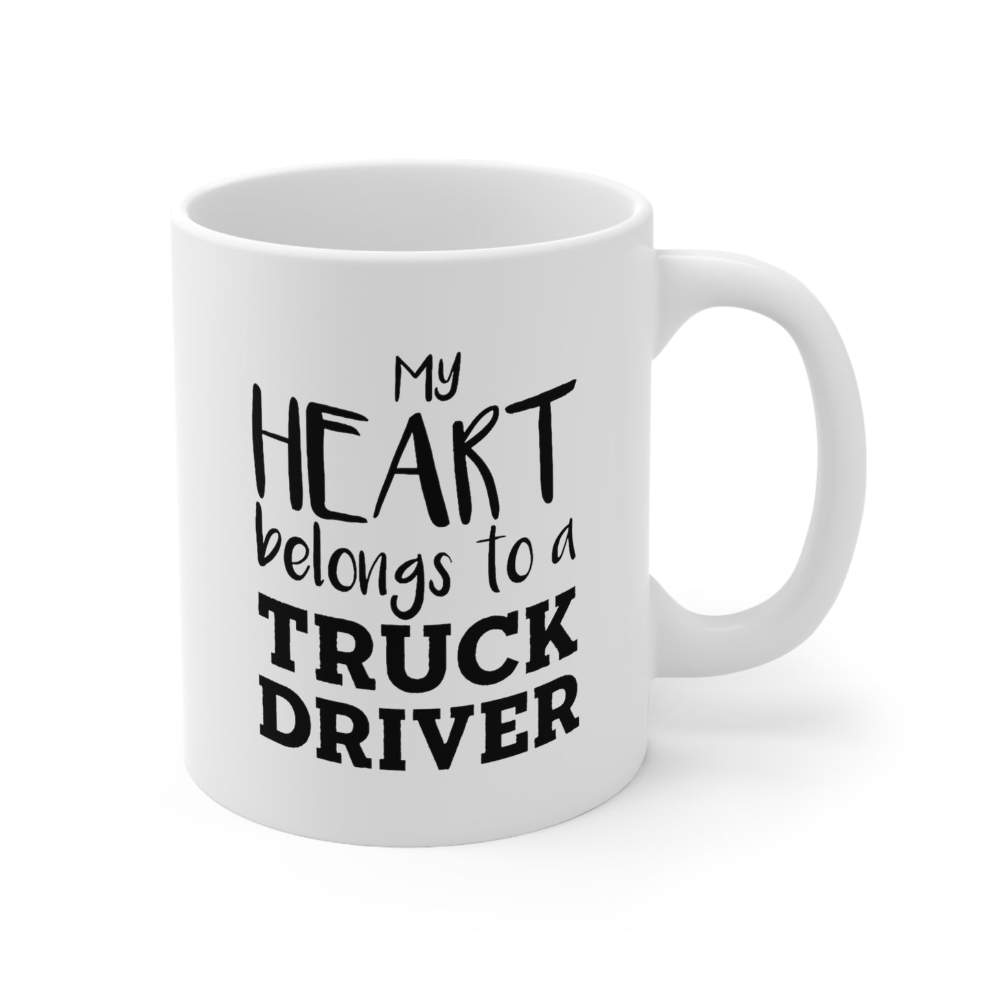 Truckers Wife Coffee Mug - My Heart Belongs To A Truck Driver | Perfect Gift for Truckers' Wives