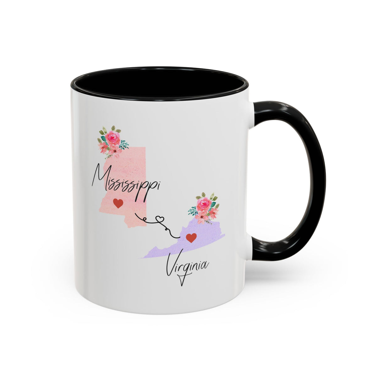 Long Distance Friends Coffee Mug - Mississippi & Virginia Design | Moving Away Gift