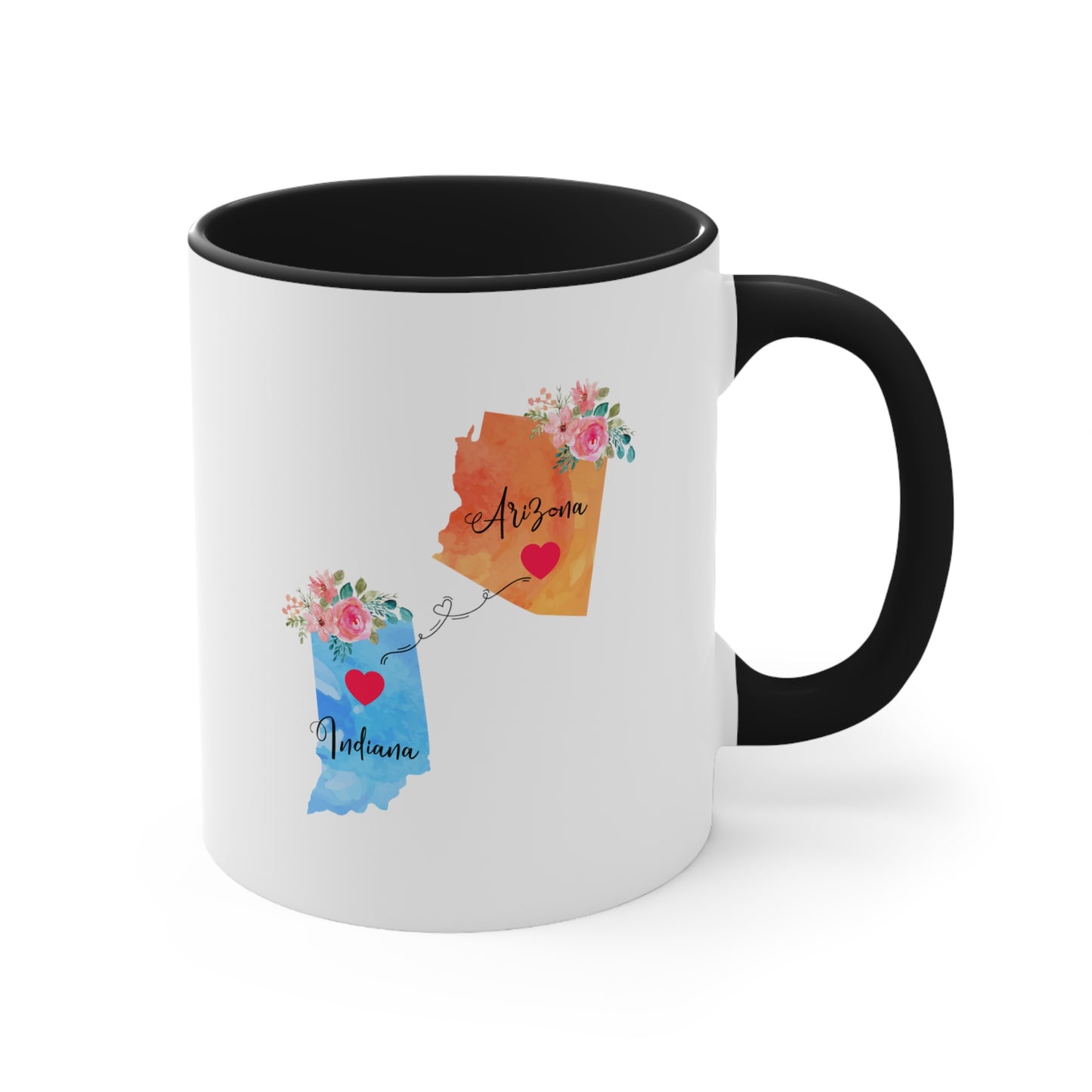 Long Distance Relationship Coffee Mug - Arizona & Indiana Design | Moving Away Gift