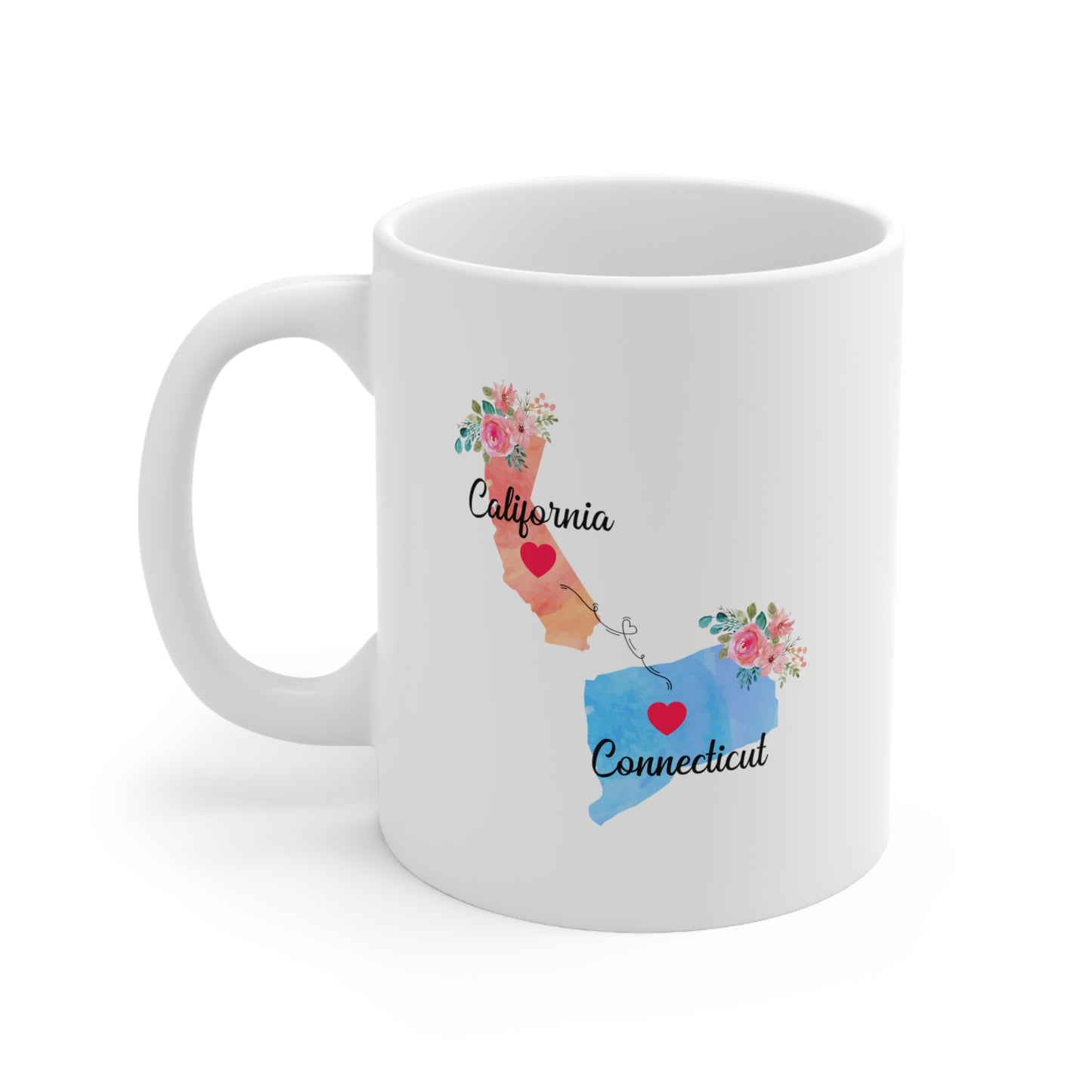 Mom and Dad Long Distance Coffee Mug - California & Connecticut Design | Perfect Sentimental Gift