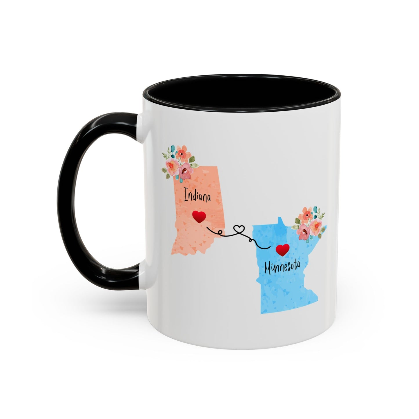 Long Distance Love Coffee Mug - Indiana Minnesota Design | Moving Away Gift