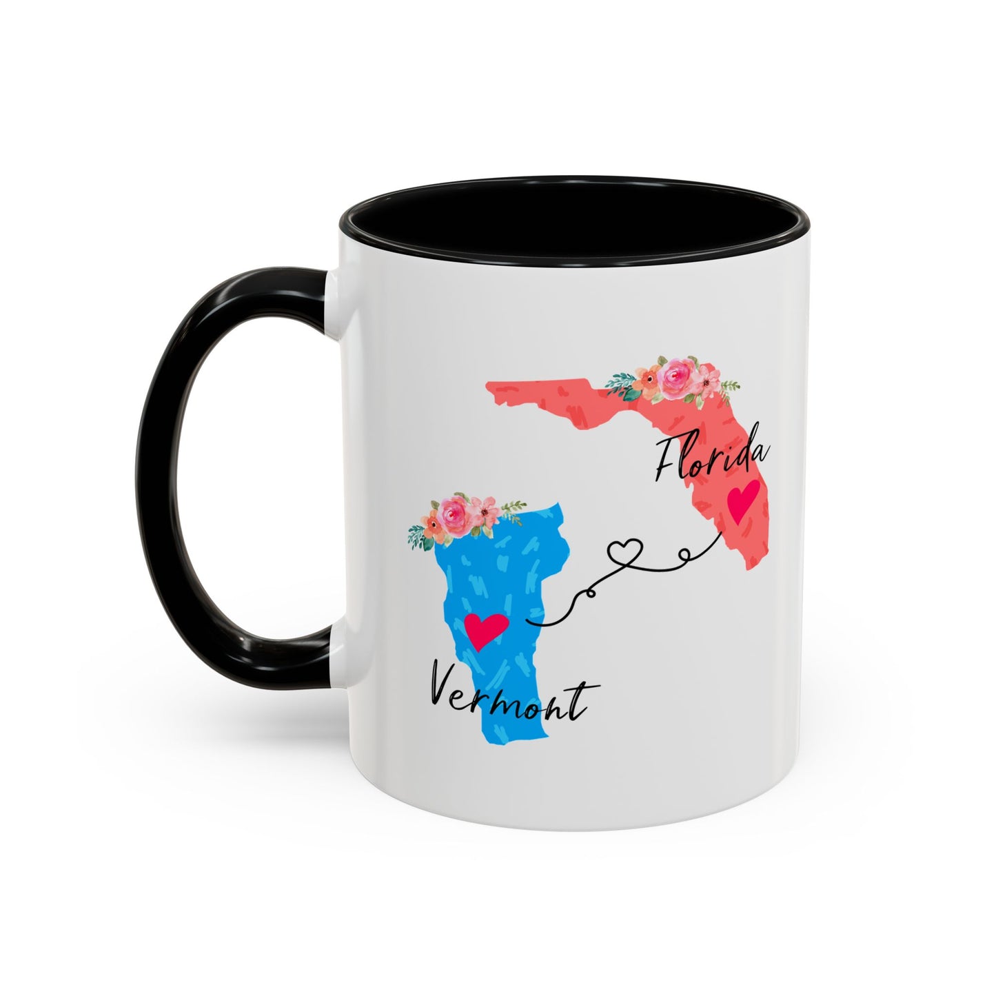 Long Distance Family Coffee Mug - Florida and Vermont Design | Moving Away Gift