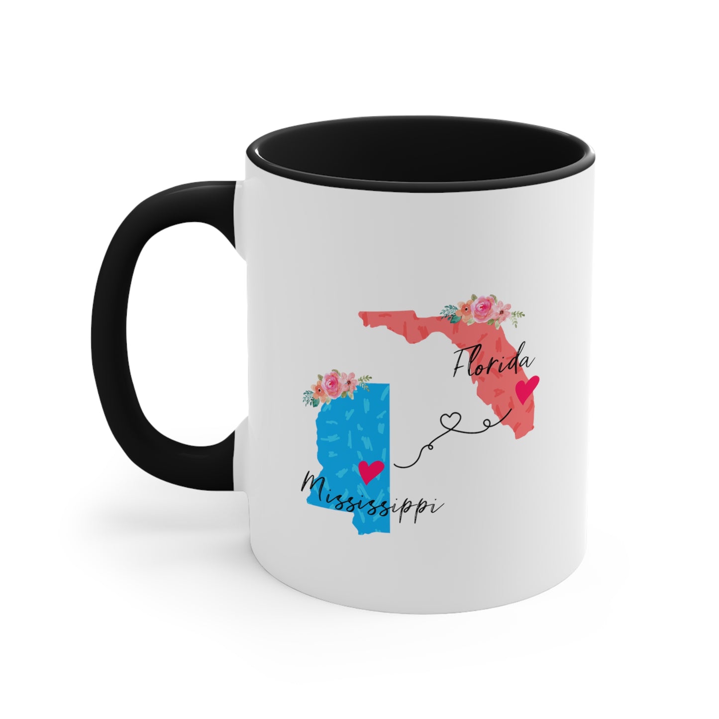 Long Distance Relationship Coffee Mug - Florida & Mississippi Design | Moving Away Gift
