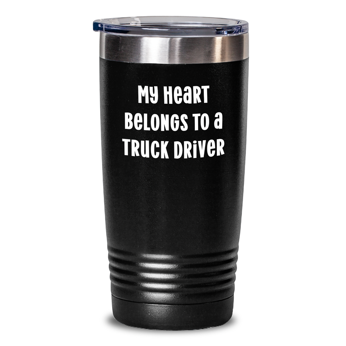 Truck Driver Gifts from Men - My Heart Belongs To A Truck Driver Funny Tumbler, Father's Day Unique Gifts for Truck Driver, 20oz or 30oz Capacity, Stainless Steel/Powder Coating - Main