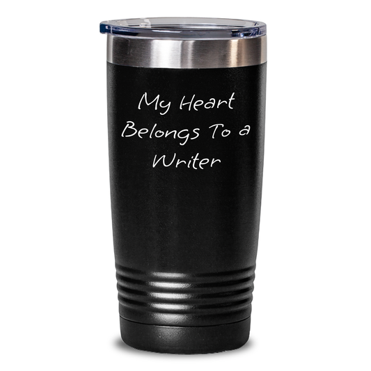 Funny Writer Gifts from Family for Him - Tumbler 'My Heart Belongs To A Writer' - Father's Day Unique Gifts - Main