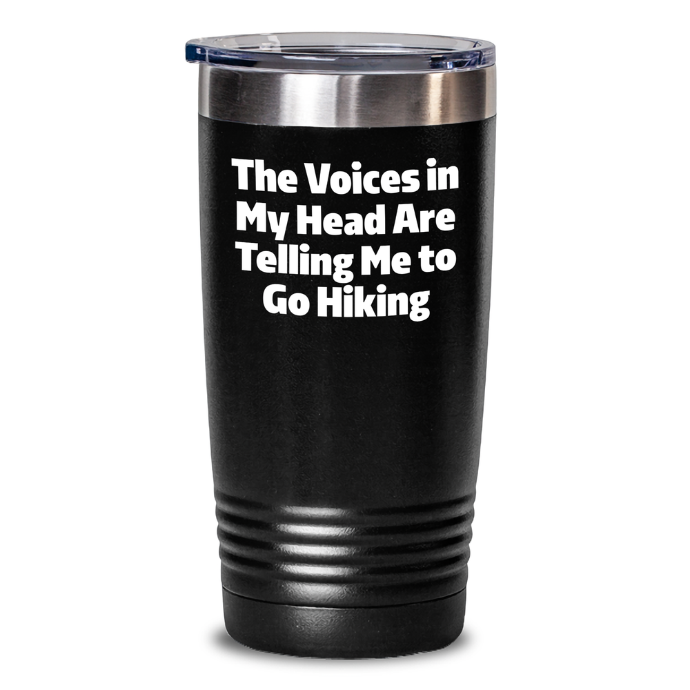 Funny Hiking Gifts for Men - 'The Voices In My Head Are Telling Me To Go Hiking' Tumbler, 20oz or 30oz Vacuum-Insulated Stainless Steel Gift from Friends for Hiking Enthusiasts on Father's Day - Main