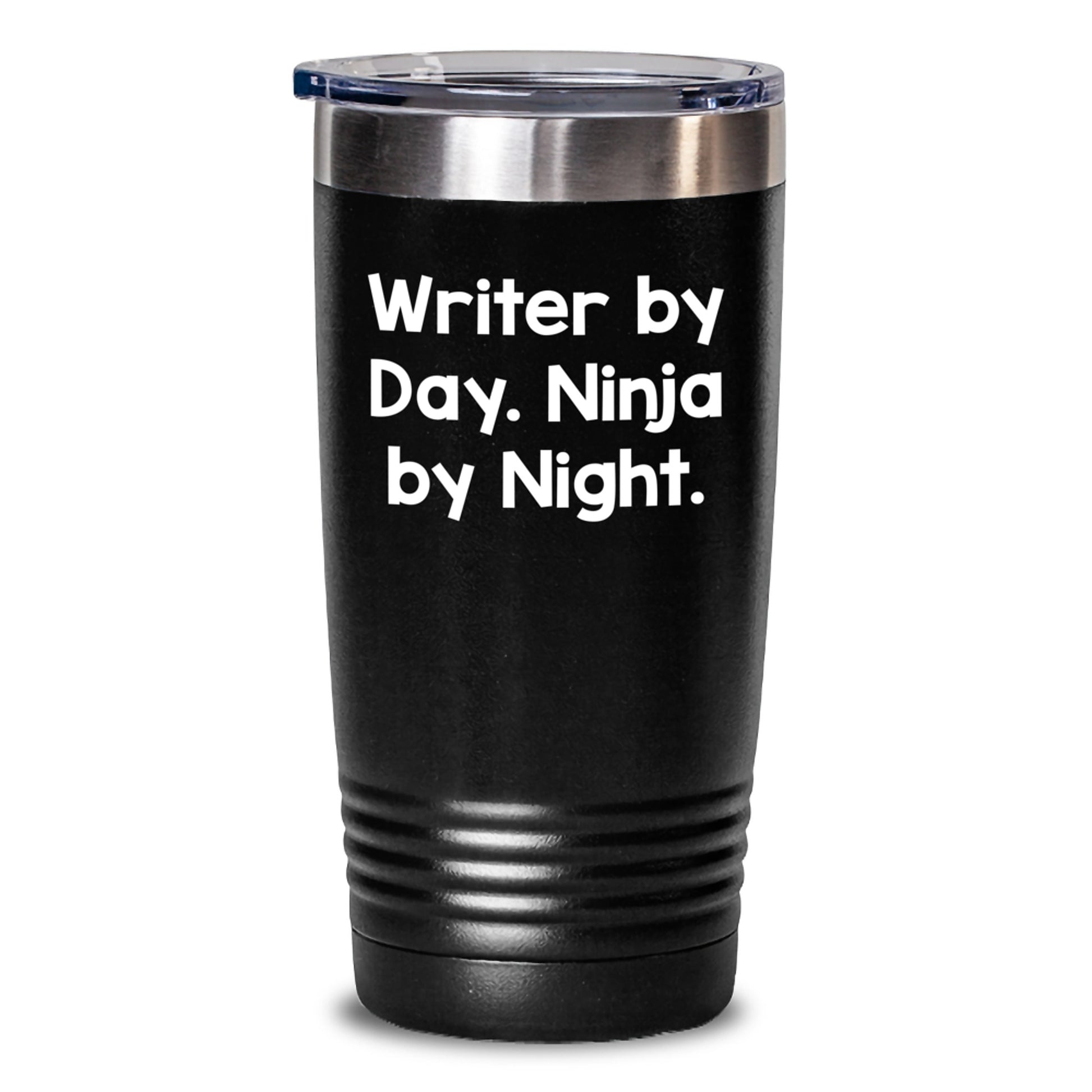 Funny Writer Gifts, Men, Writer Friends Tumbler, 'Writer By Day. Ninja By Night.' - Birthday Unique Gifts for Him or Her - Main