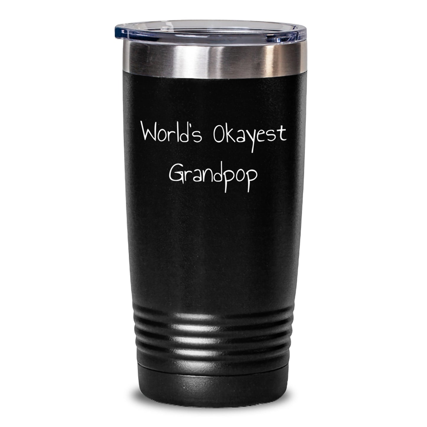 Funny Grandpop Gifts for Men, World's Okayest Grandpop Tumbler, Birthday Unique Gifts from Family - Main