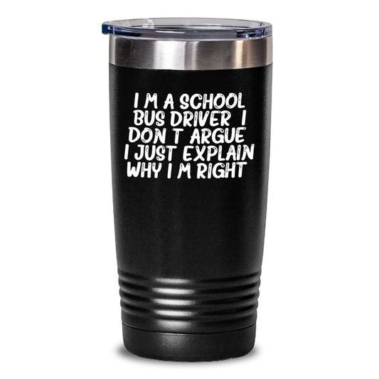 Funny School Bus Driver Gifts from Friends to Men, Inspirational Quote Tumbler for Graduation, 20oz or 30oz Vacuum-Insulated Stainless Steel Black Mug - Main