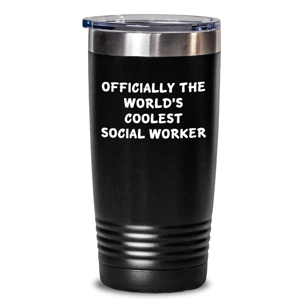 Gifts from Friends for Social Workers, Officially The World's Coolest Social Worker Humor Christmas Tumbler, 20oz or 30oz Stainless Steel Insulated Tumbler - Main