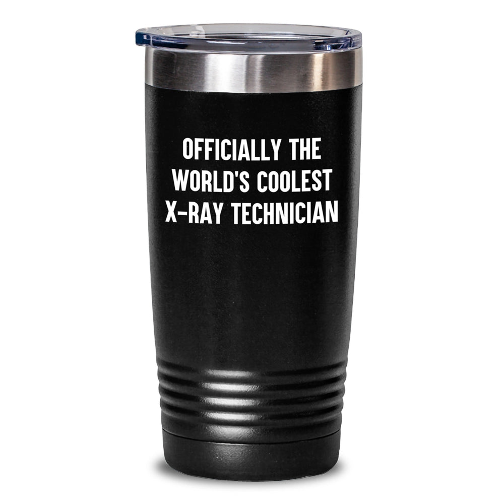 Funny X-Ray Technician Unique Gifts from Friends and Family, Inspirational 'Officially The World's Coolest X-ray Technician' Tumbler, Christmas Drinks, Black 20oz or 30oz Stainless Steel - Main