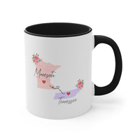 Load image into Gallery viewer, Long Distance Coffee Mug - Minnesota Tennessee Design | Moving Away Gift
