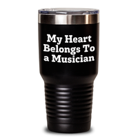 Load image into Gallery viewer, Funny Musician Gifts from Friends and Family, &#39;My Heart Belongs To A Musician&#39; Tumbler for Musician Lovers, Unique Mother&#39;s Day Unique Gifts - Main
