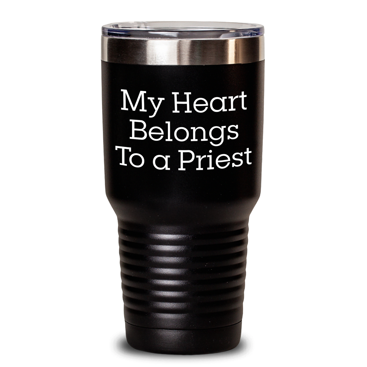 Funny Priest Gifts - My Heart Belongs To A Priest Tumbler, Stainless Steel/Powder Coating, 20oz/30oz Capacity Gifts from Men for Father's Day - Main
