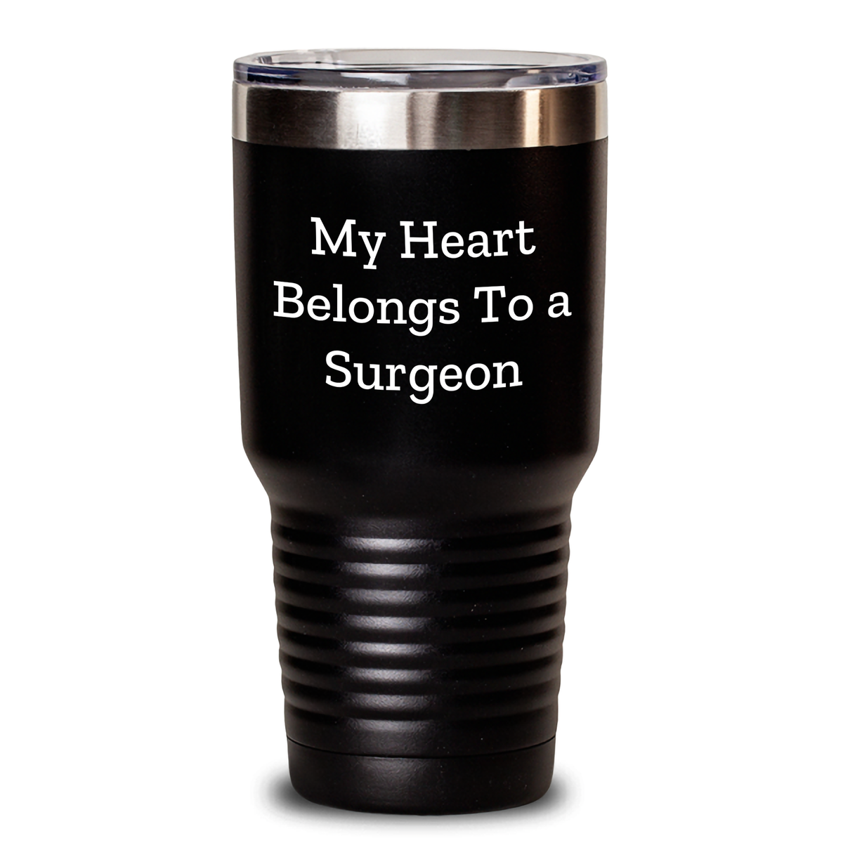 Funny Surgeon Gifts for Men - My Heart Belongs To A Surgeon Tumbler, Black, 20oz/30oz - Gifts from Friends for Father's Day - Main