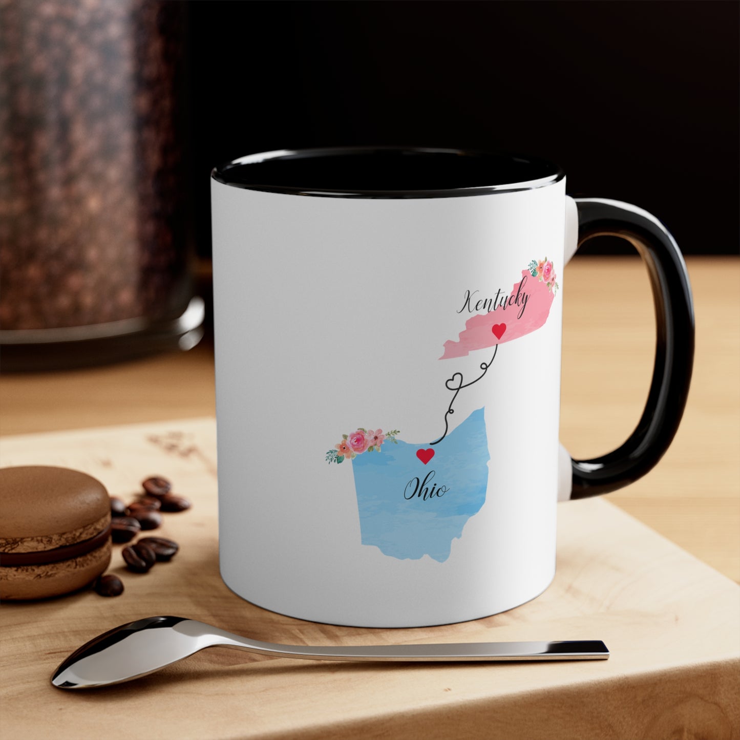 Long Distance Family Coffee Mug - Kentucky and Ohio Design | Moving Away Gift