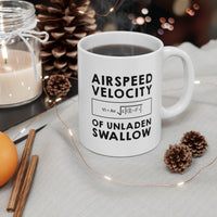Load image into Gallery viewer, Math Nerd Coffee Mug - Formula For The Airspeed Velocity of Unladen Swallow | Perfect Gift for Teachers and Students
