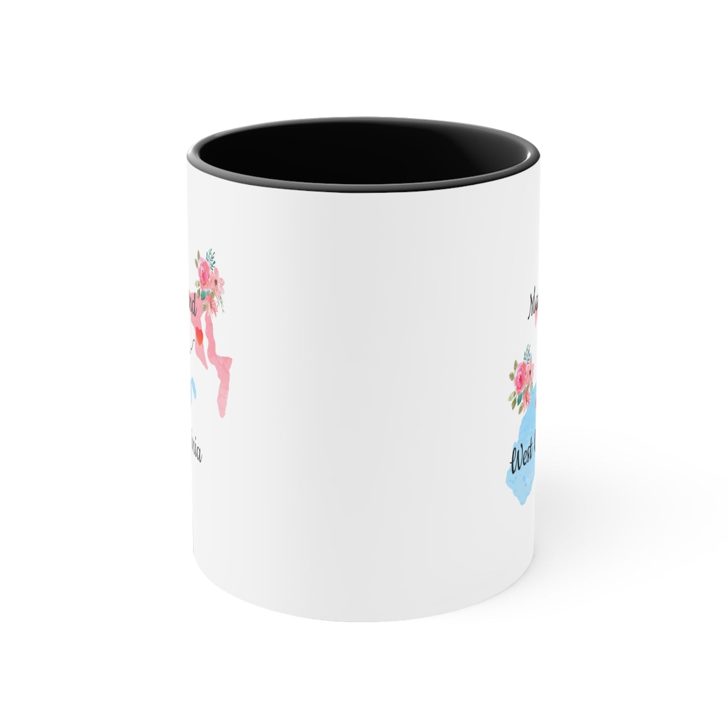 Maryland West Virginia Gifts | Long Distance State Two Tone Coffee Mug | State to State | Away From Home Family | Moving Away Mug