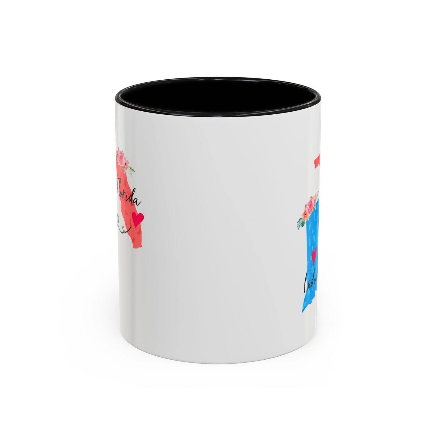 Long Distance Family Two Tone Coffee Mug - Connecting States Design | Moving Away Gift