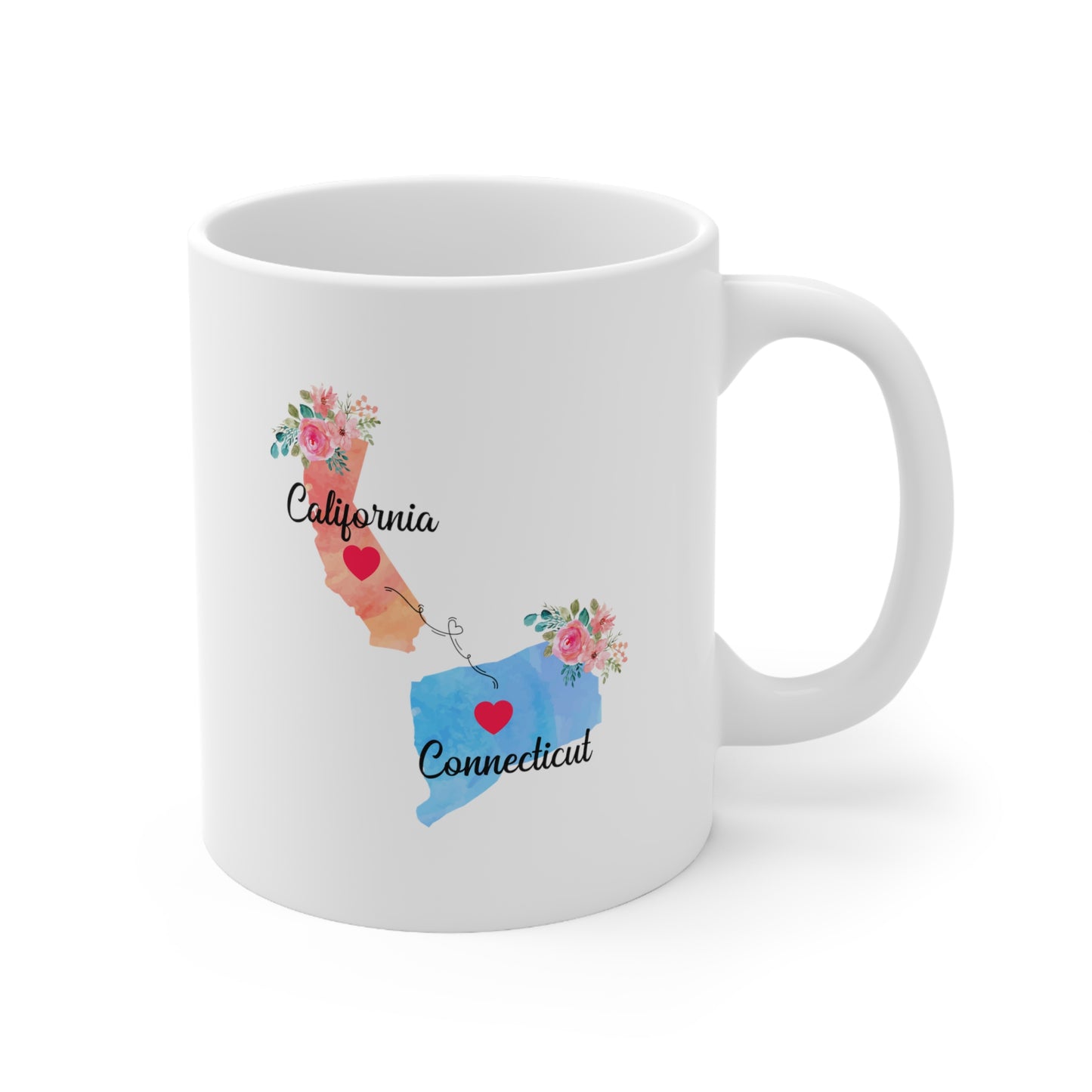 Mom and Dad Long Distance Coffee Mug - California & Connecticut Design | Perfect Sentimental Gift