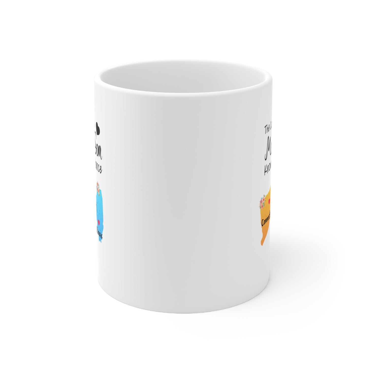 Connecticut Illinois Mother's Day Gifts - Love Mom & Son - Long Distance Home State 11 OZ Coffee Mug for Mom