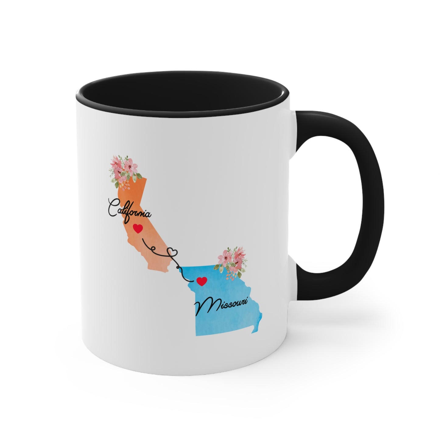 Long Distance Friends Coffee Mug - California & Missouri Design | Moving Away Gift