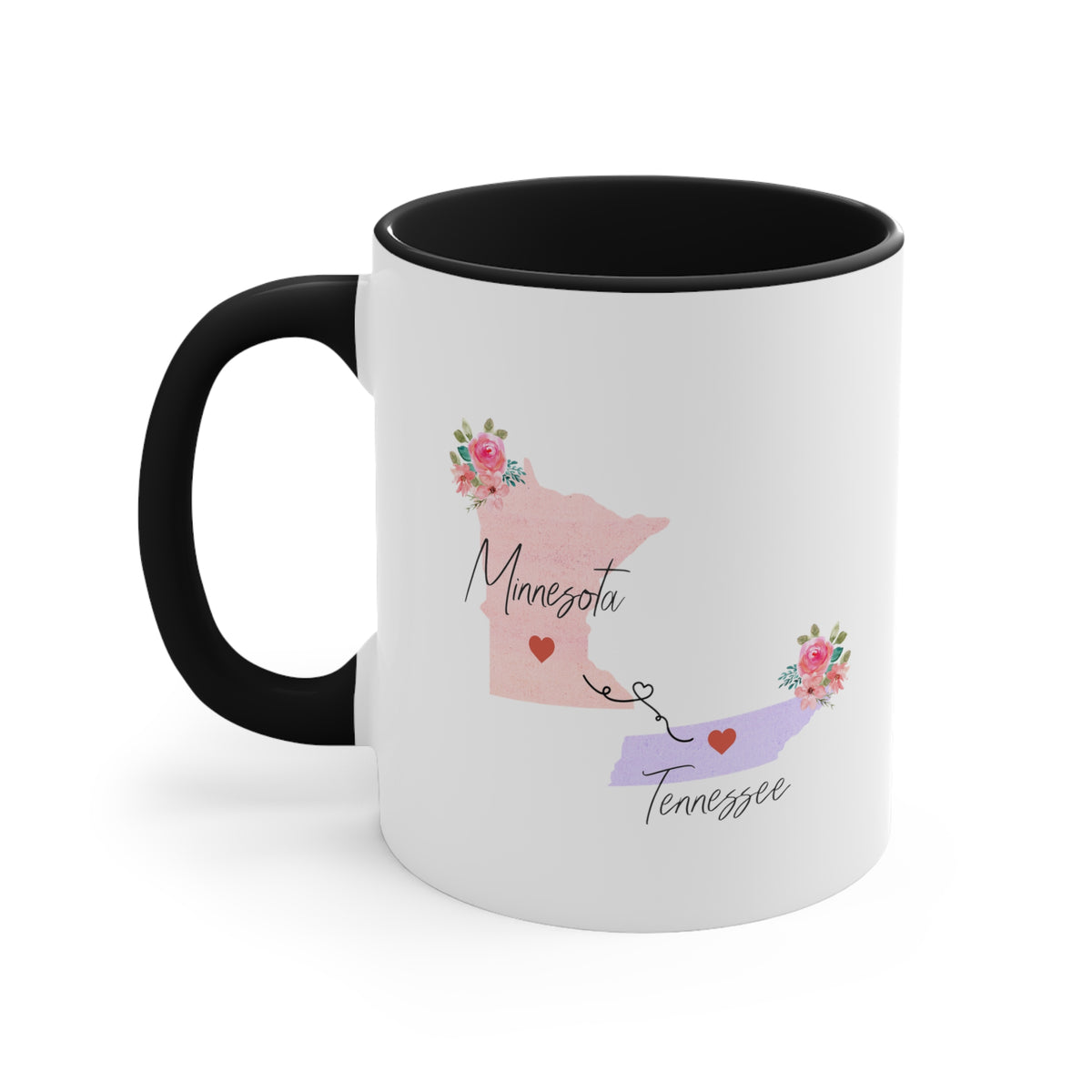 Minnesota Tennessee Gifts | Long Distance State Two Tone Coffee Mug | State to State | Away From Hometown Family | Moving Away Gift