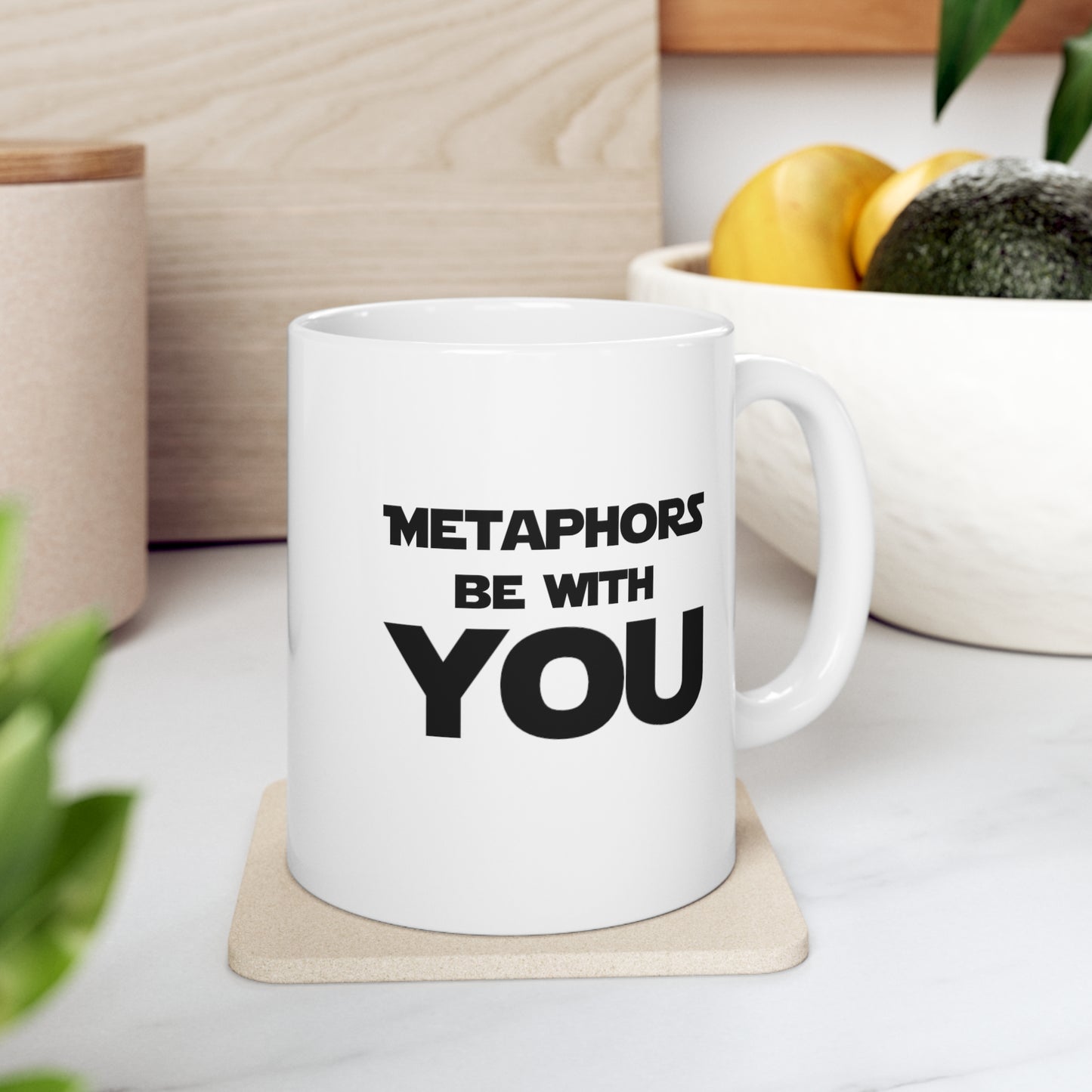 Fun Grammar Teacher Coffee Mug - Metaphors be with you Cup - Funny Gifts for Literature Majors & English