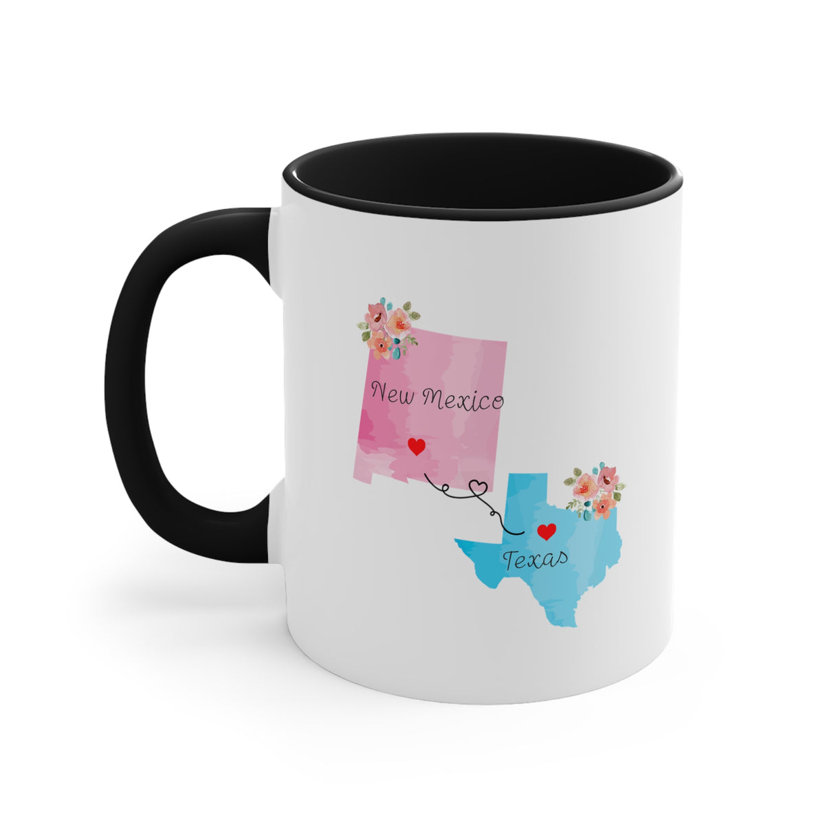New Mexico Texas Gifts | Long Distance State Two Tone Coffee Mug | State to State | Away From Hometown Family | Moving Away Gift