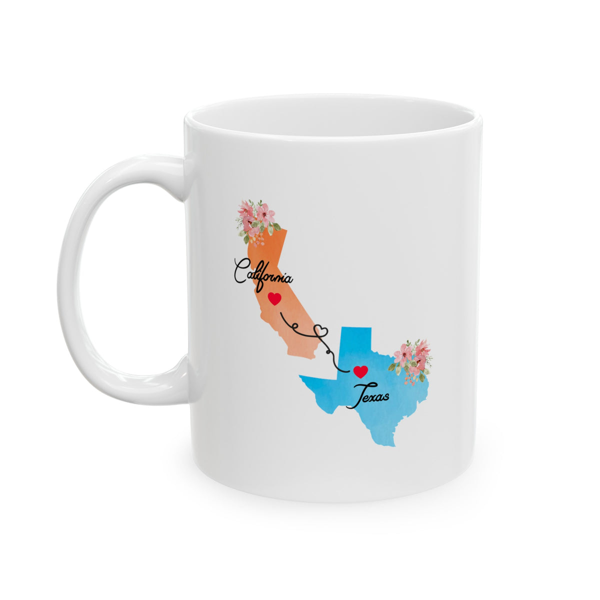 California Texas Gifts - Long Distance State 11 OZ Coffee Mug for Mom and Dad