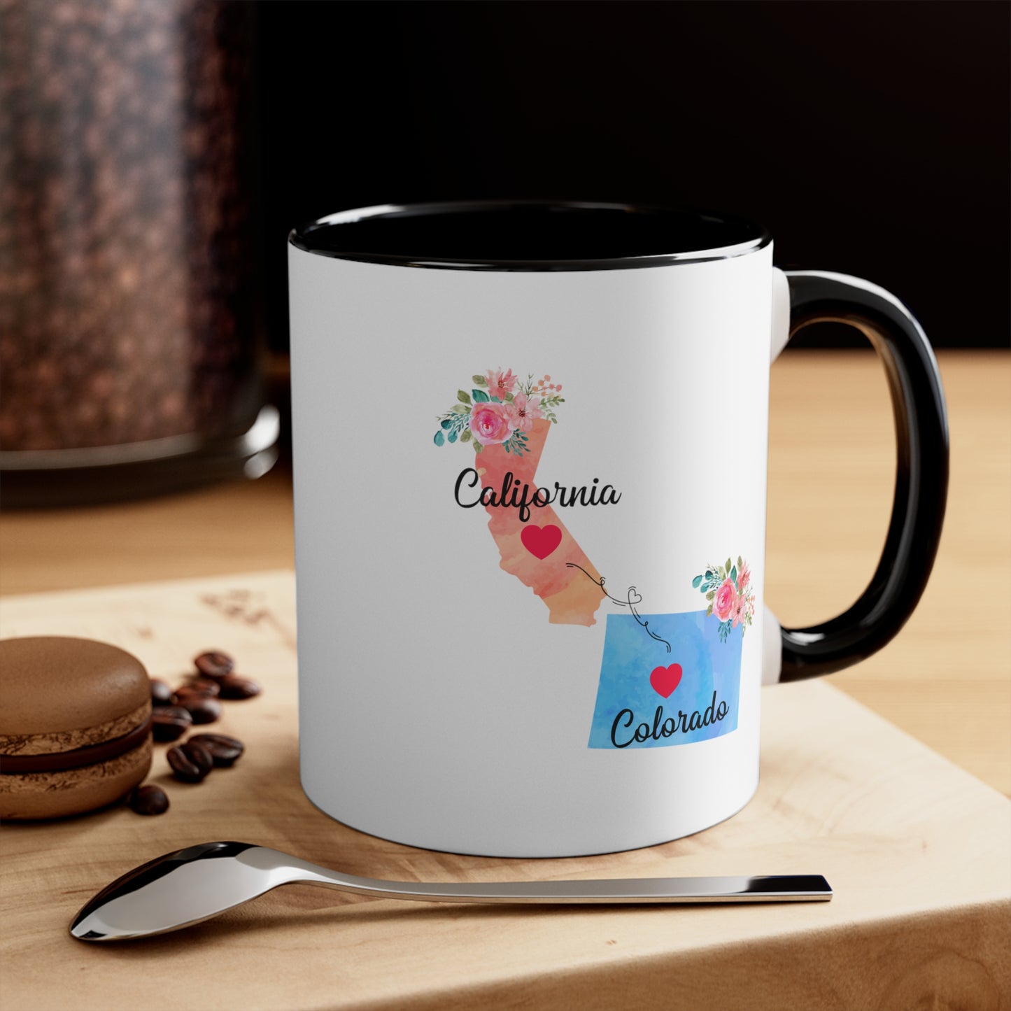 Long Distance Family Coffee Mug - California & Colorado Design | Moving Away Gift