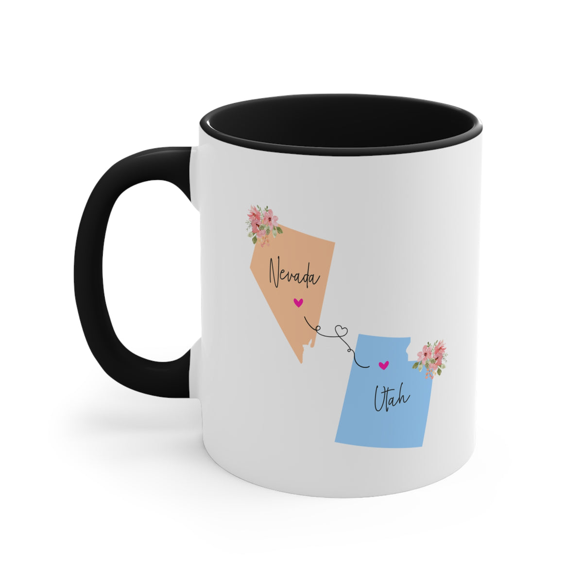 Nevada Utah Gifts | Long Distance State Two Tone Coffee Mug | State to State | Away From Hometown Family | Moving Away Mug