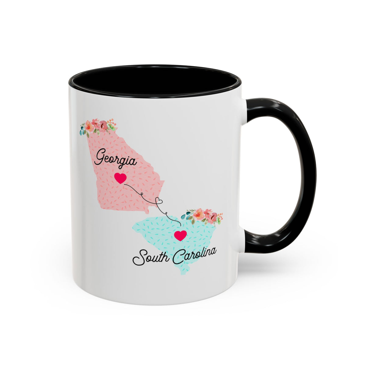 Georgia South Carolina Gifts | Long Distance State Two Tone Coffee Mug | State to State | Away From Home Family | Moving Away Mug