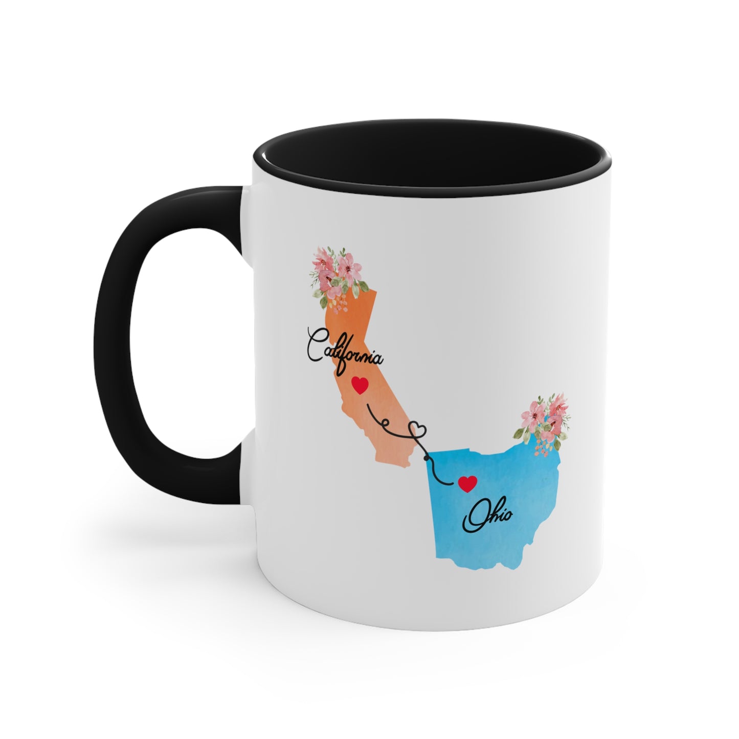 Long Distance Family Coffee Mug - California to Ohio Design | Moving Away Gift
