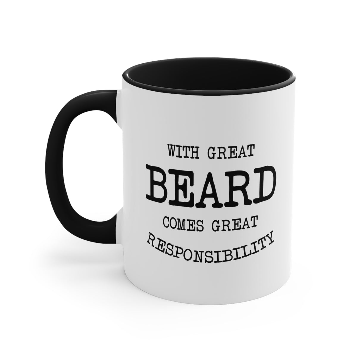 Funny Dad Two Tone Mug From Daughter, With Great Beard Comes Great Responsibility, Fathers Day Birthday Gifts