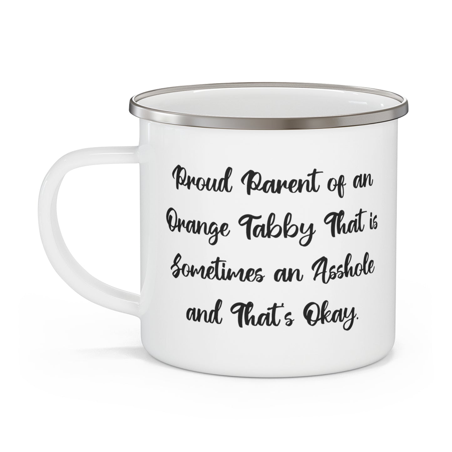 Cat Lover Camping Mug - Proud Parent of an Orange Tabby | Funny Gift for Cat Owners