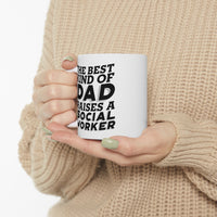 Load image into Gallery viewer, Social worker Dad Gifts - The Best Kind of Dad Raises A Social worker White Coffee Mug, Tea Cup
