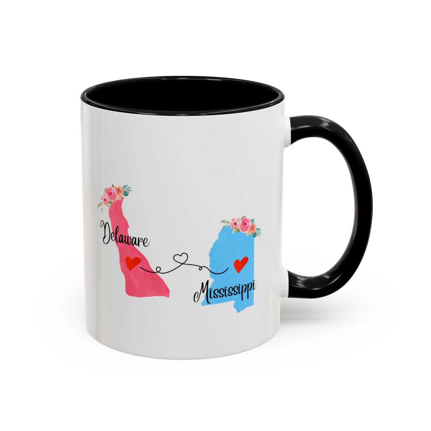 Long Distance Relationship Coffee Mug - Delaware & Mississippi Design | Moving Away Gift