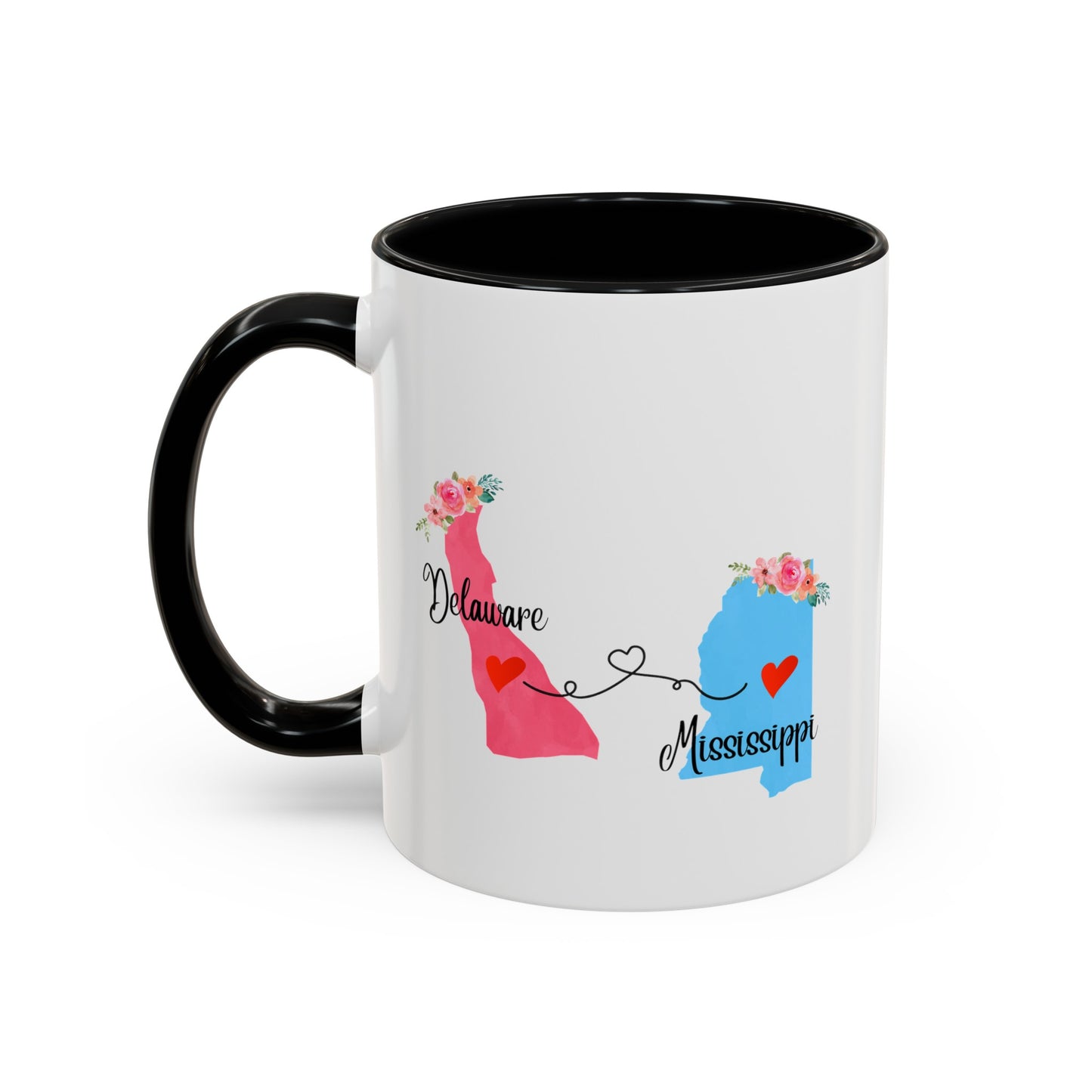 Long Distance Relationship Coffee Mug - Delaware & Mississippi Design | Moving Away Gift