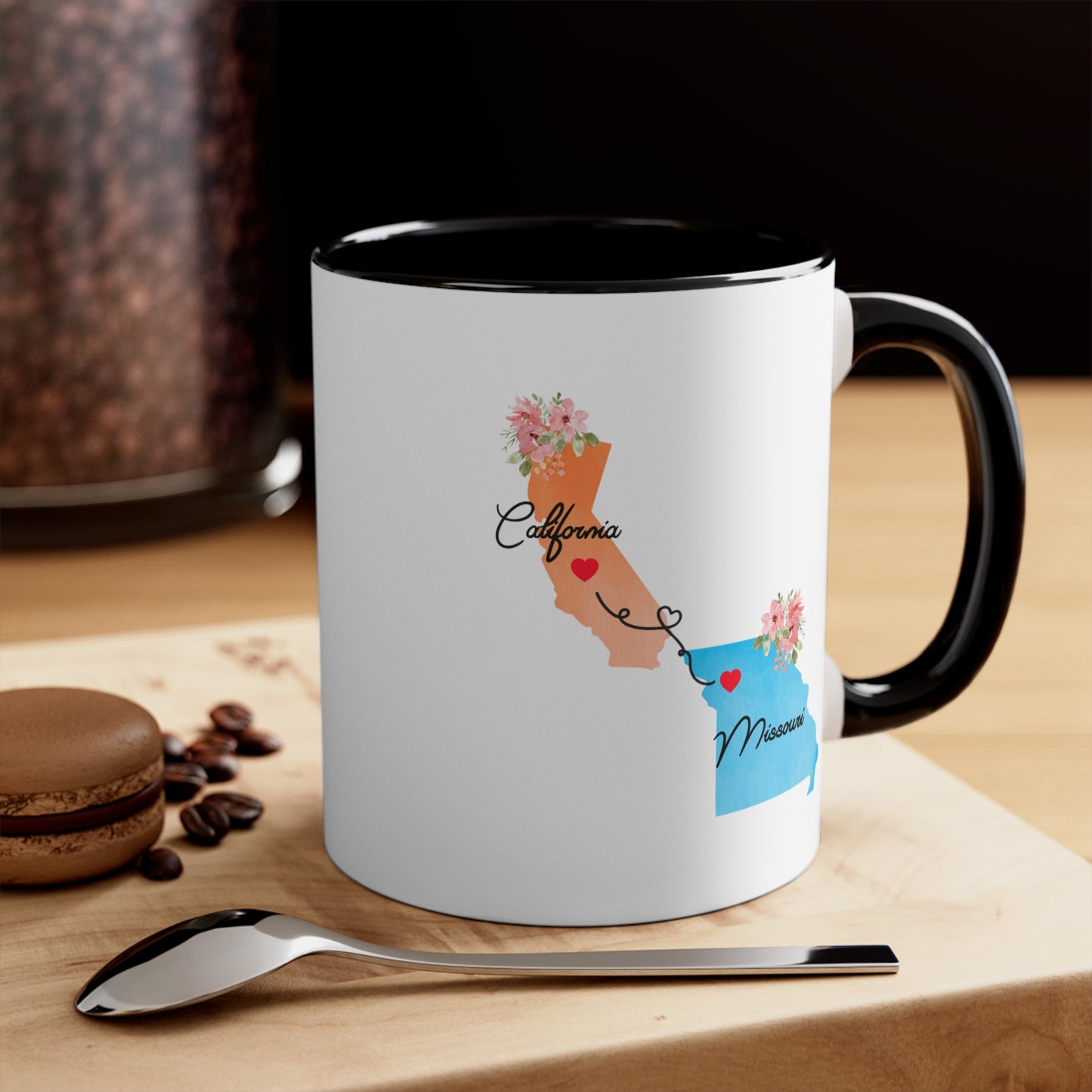 Long Distance Friends Coffee Mug - California & Missouri Design | Moving Away Gift