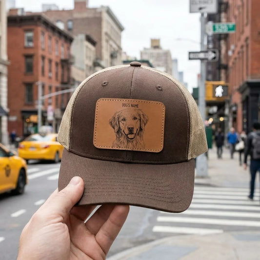 Custom Dog Portrait Mesh Trucker Hat | Personalized Snapback Patch Cap from Your Photo