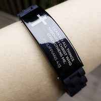 Load image into Gallery viewer, Baptism Gifts for Teenage Boys, I Can Do All Things Through Christ, Religious Bible Verse Catholic Black Bracelets for Son, Grandson, Dad, Godfather
