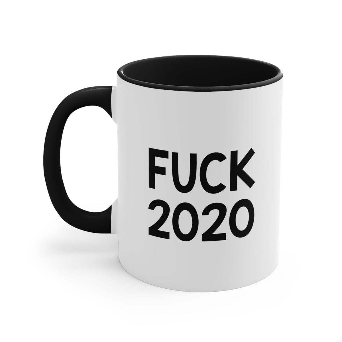 Funny Quarantine Two Tone Black Mug, Fuck 2020, Sarcasm New Years Christmas For Men Women