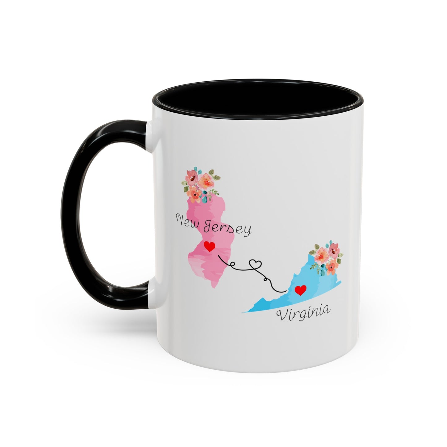 Long Distance Friendship Coffee Mug - New Jersey & Virginia Design | Perfect Moving Away Gift