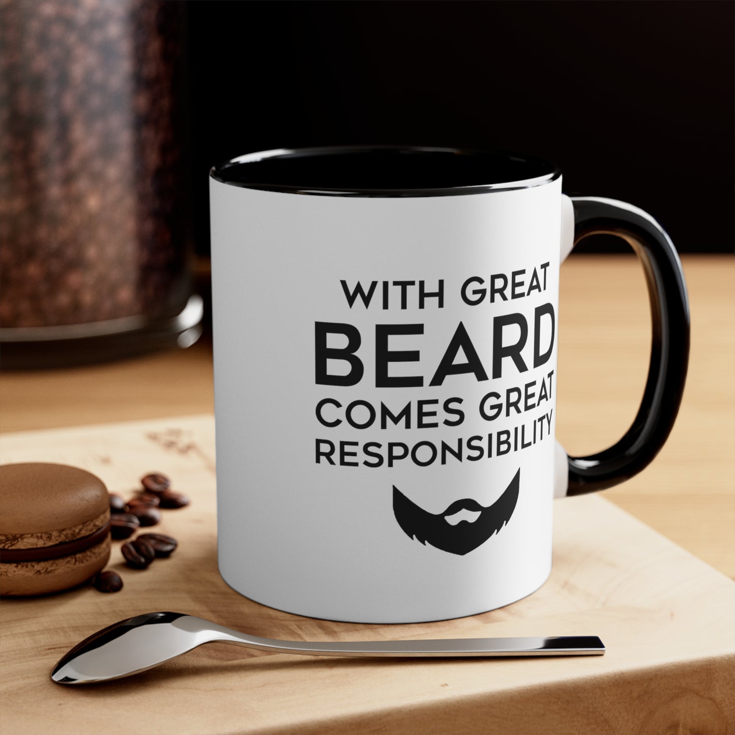 Dad Two Tone Coffee Mug - With Great Beard Comes Great Responsibility | Father's Day Gift