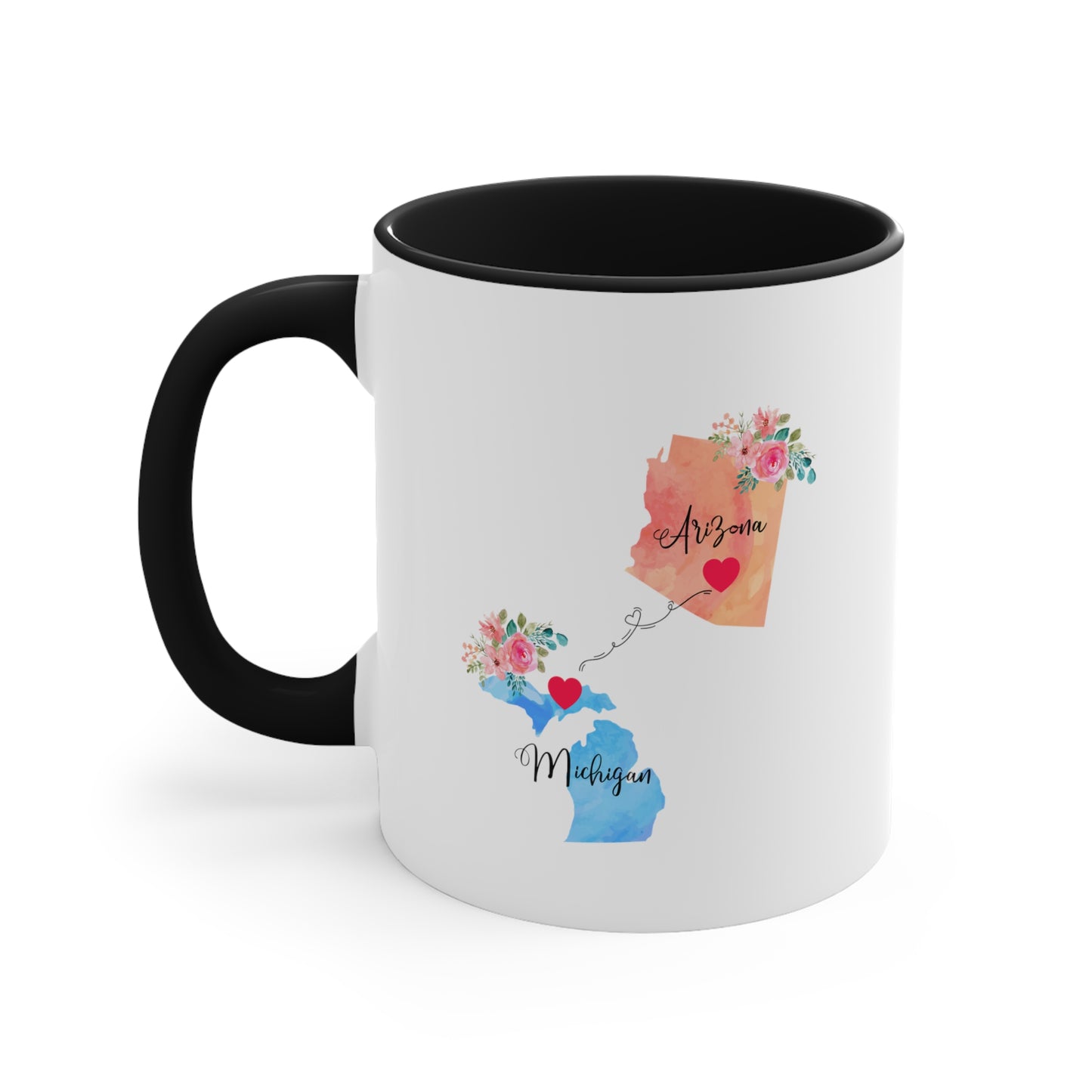 Arizona Michigan Coffee Mug - Love Across States Design | Long Distance Gift