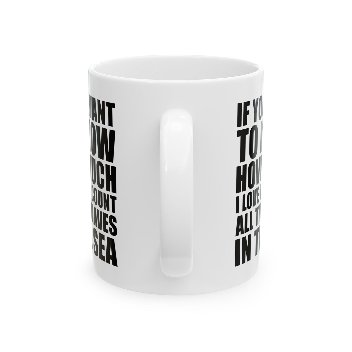 Coffee Lover Ceramic Coffee Mug - If You Want To Know How Much I Love You Count All The Waves In The Sea | Valentine's Day Gift