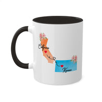 Load image into Gallery viewer, Long Distance Relationship Coffee Mug - California &amp; Kansas Design | Moving Away Gift
