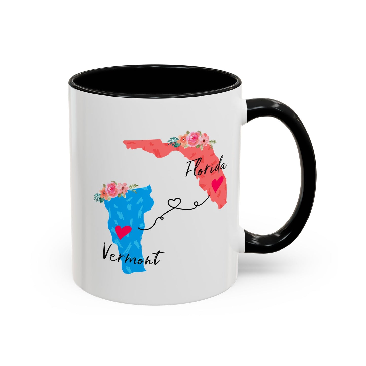Long Distance Family Coffee Mug - Florida and Vermont Design | Moving Away Gift